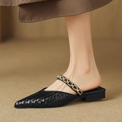 Босоножки женские сумка голова полушлепанцы женские плоская подошва 2025 лето новые летние модные остроносые ленивые шлепанцы Мюли