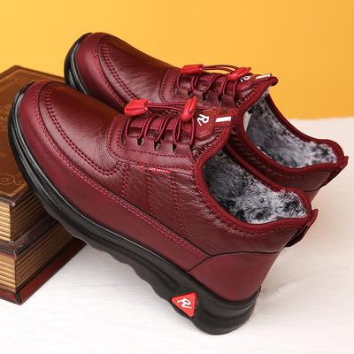 Женские зимние полностью хлопковые флисовые утепленные теплые нескользящие водонепроницаемые кожаные и хлопковые ботинки