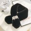 Thicken Shawl Faux Rabbit Fur Plush Neckerchief Wrap Neck Warmer Cross Scarf Solid Color