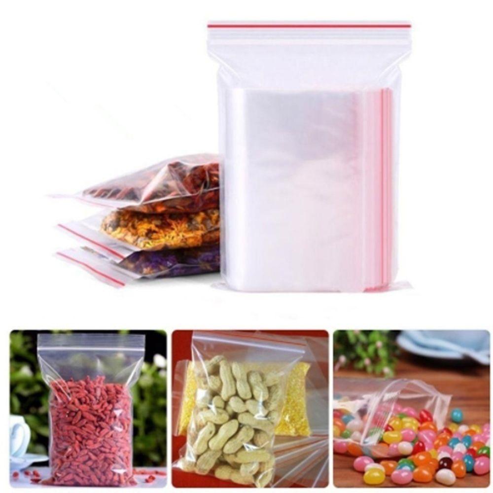 100 Pcs/pack Home Storage Self Adhesive PE Pouch Poly Clear Plastic Jewelry Zip Bags