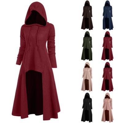 Модный женский вязаный топ большого размера с длинными рукавами, длинным капюшоном и в стиле ретро-кейпа