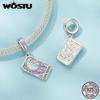 WOSTU 925 Sterling Silver Sun Moon Star Tarot Cards Pendents Lovers Charm Fit Original DIY Bracelet Necklace Birthday Jewelry
