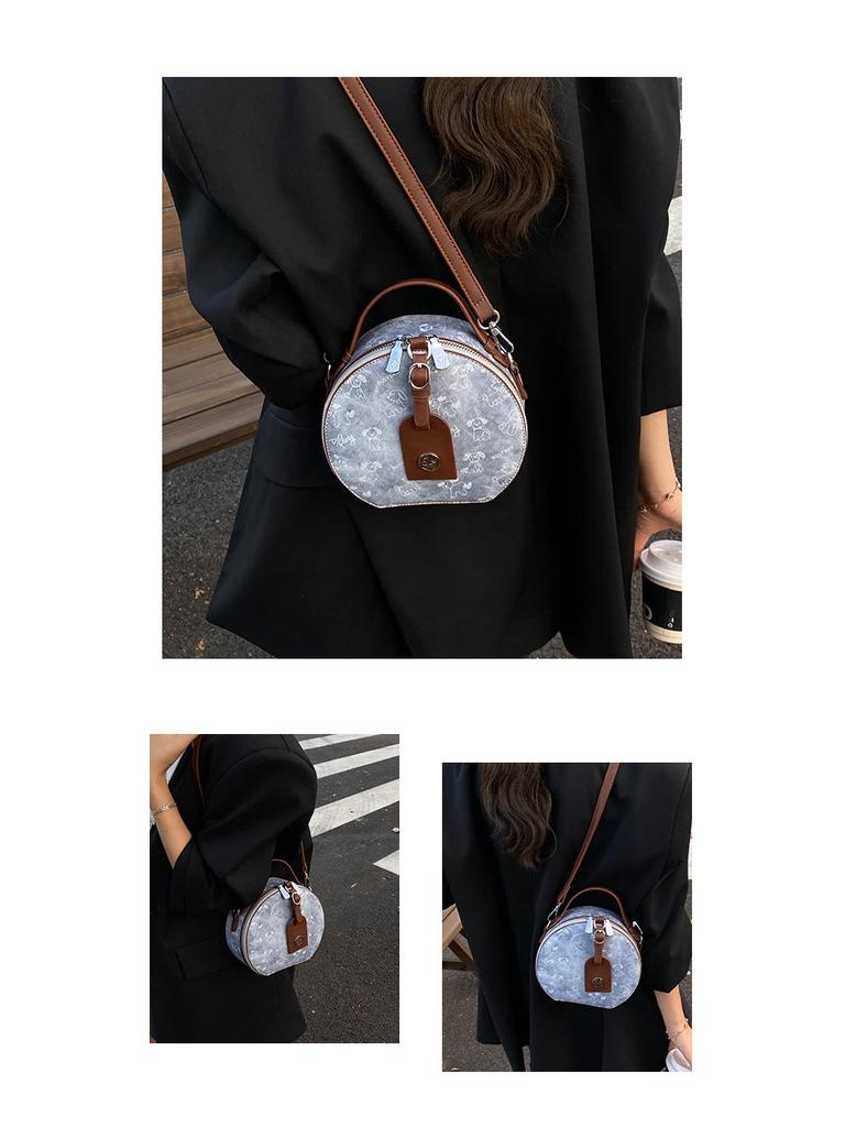 Женская круглая сумка для торта - Стильный принт, дизайн "маленький аромат", универсальная сумка через плечо/кроссбоди