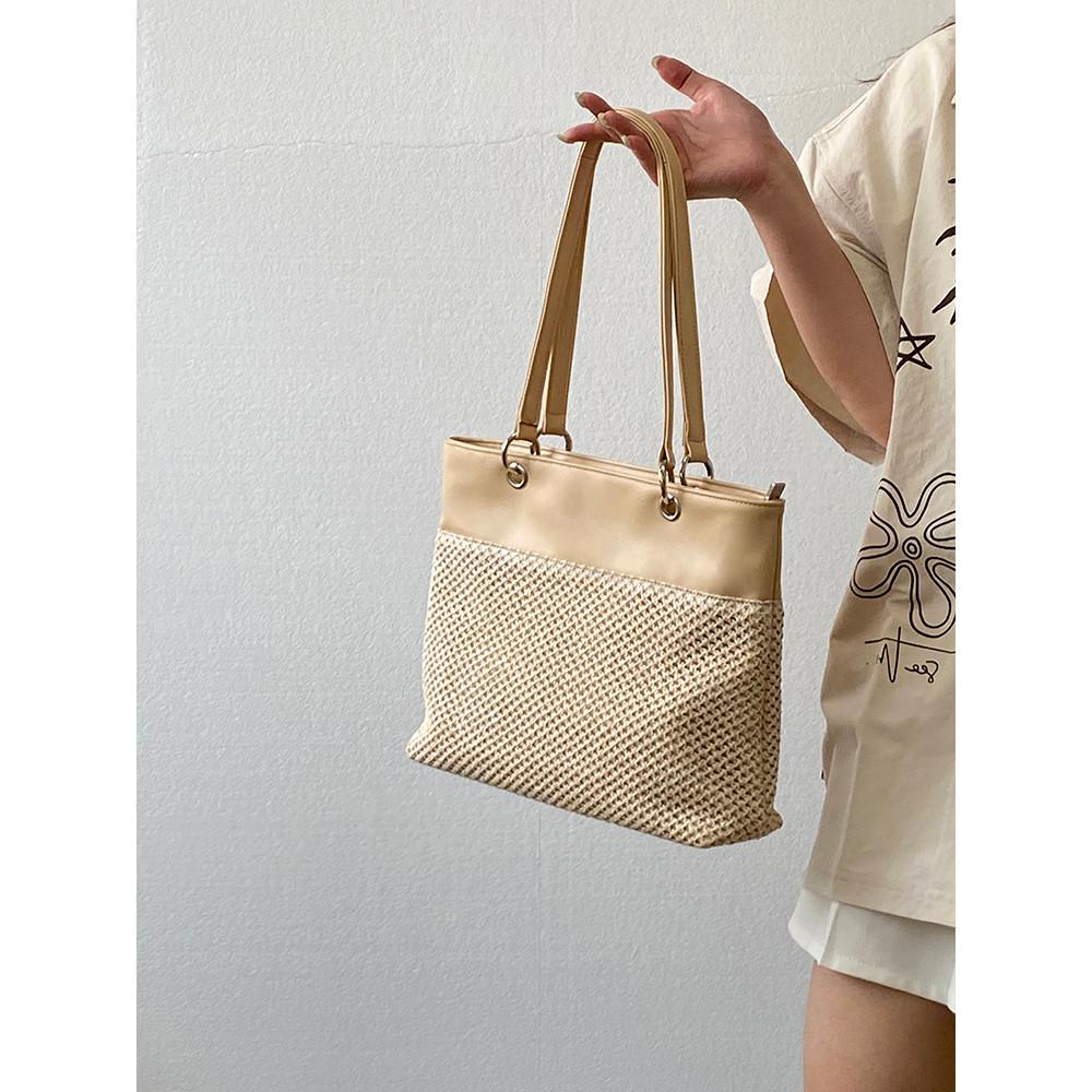 IELGY Ladies Tote Bag Seasonal Woven Gentle Style Large Capacity Casual Portable