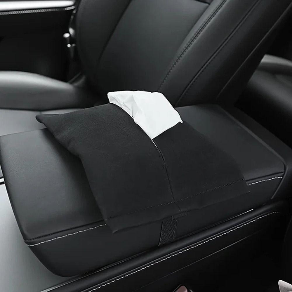 Hidden Design Car Tissue Holder Wear Resistant Auto Storage Bag for Tesla Model 3 Y Car Interior