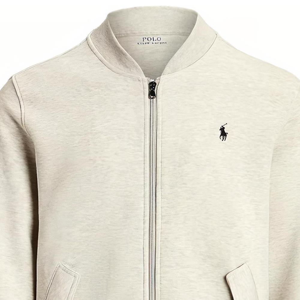 Куртка-бейсболка Polo Ralph Lauren FW23 с вышитым логотипом и длинными рукавами на молнии, мужские куртки светло-серого цвета 710881521-005