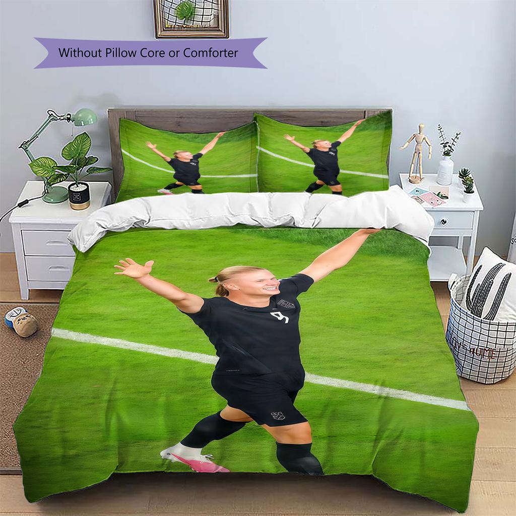 Haaland Pattern Bedding Home Decoration Birthday Gift ( 1 duvet cover + 2 pillowcase, without core),fan merchandise.