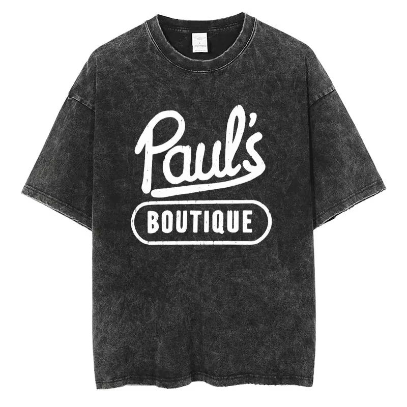 Vintage Camiseta Men's Women Beastie Boys Washed T-Shirt American Group Harajuku Short Sleeve Tee Streetwear Top