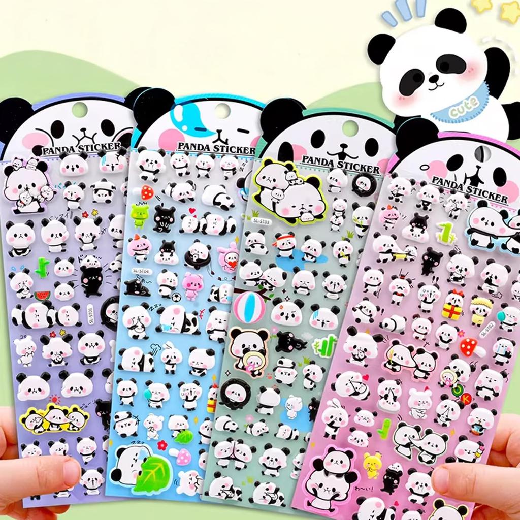 Горячий набор из 4 объемных животных-панд для ярких 3D-наклейок для детей, украшение для смартфона [Популярно в Instagram! Наклейки] Декор, Планер, Награда,