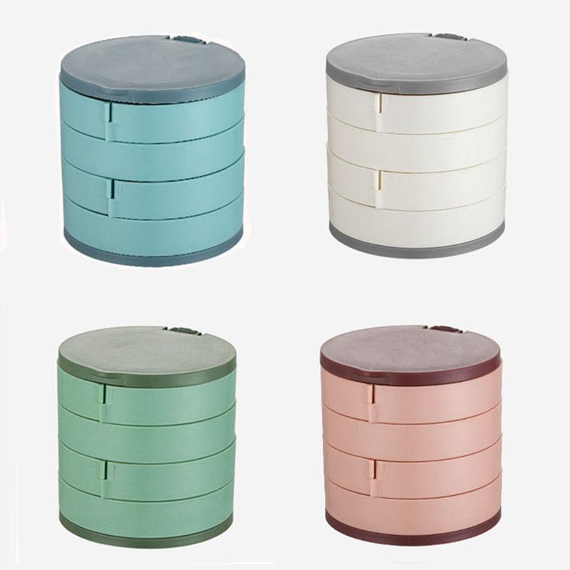 Многофункциональная вращающаяся шкатулка для хранения ювелирных изделий, 4-слойное хранение со шкатулкой для хранения с зеркалом, пылезащитная коробка для серег, ожерелий, ювелирных изделий