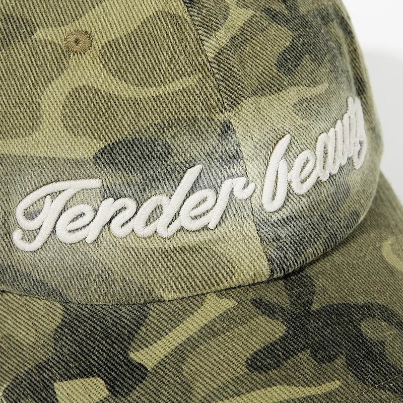 Camouflage Embroidery Baseball Cap Women's Street Tide Brand Soft Top Cap Production of Old Washing Water Visor