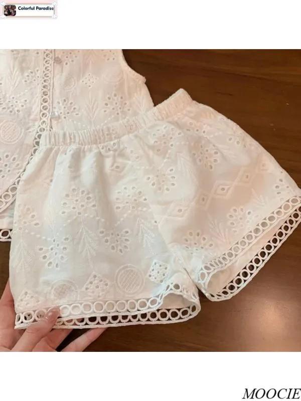 Девочки Лето Новая Летняя Одежда Стильная Детская Тонкая Футболка Шорты