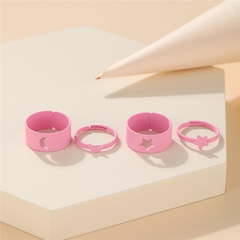 iF ME Богемный серебряный цвет, звезда, луна, сердце, открывающиеся кольца, набор для пар, женщин и мужчин, влюбленных, обручальные кольца с бабочками, ювелирные изделия