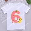 Girl's Birthday Party T-shirt Personalized Name Numbers 1-9 Bee Balloon Sweet Girl Family Birthday Party Top