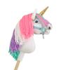 Hobby Horse Unicorn on a Stick, Small White with Colorful Mane and Golden Horn