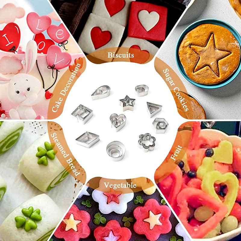 30Pcs Stainless Steel Cookie Mold Mini Cookie Cutters Set Heart Star Flower Geometric Shape Cookie Cutters Cake Mold Baking Tool