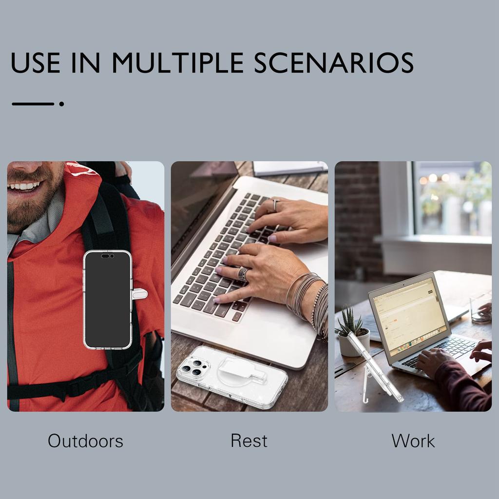 Magnetic Phone Mount Stand Multi-Functional Holder Anti-Drop for Belt Clip/Desktop/Computer Clip