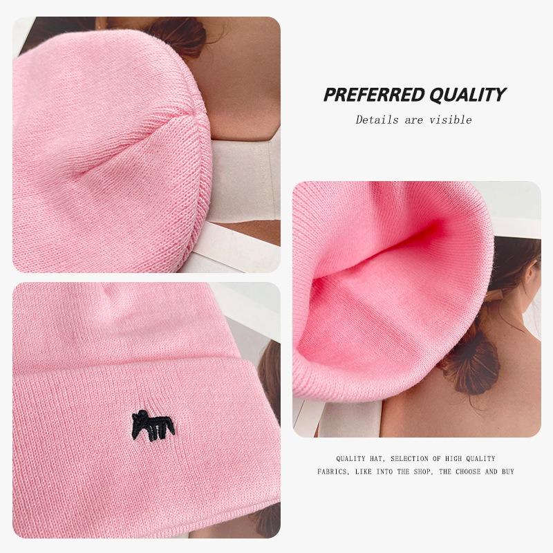 Вышитая лисья шерстяная шапка для мужчин, маленькое лицо осенью и зимой, теплая защита ушей, вязаная шапка, модная универсальная меховая шапка-дыня для женщин