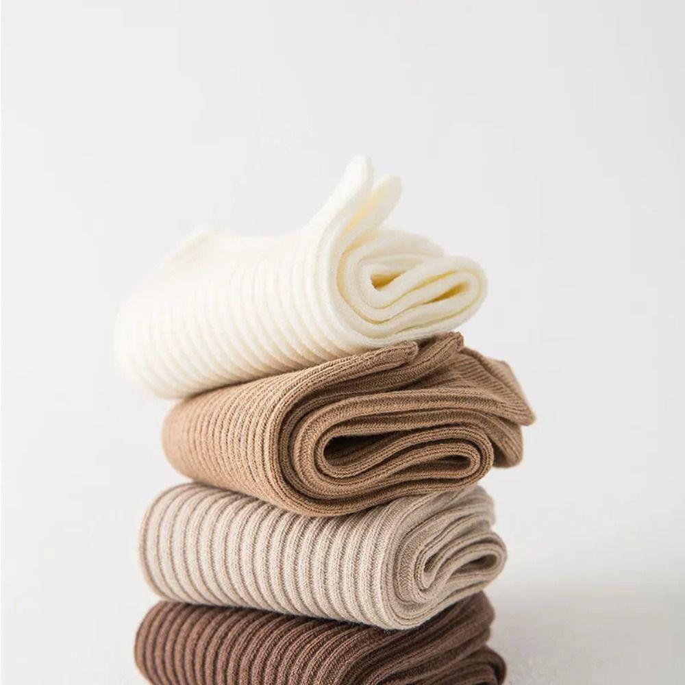 5 Pairs Solid Color Cotton Socks Elasticity Middle Tube Socks Fashion Japanese Socks Woman Man