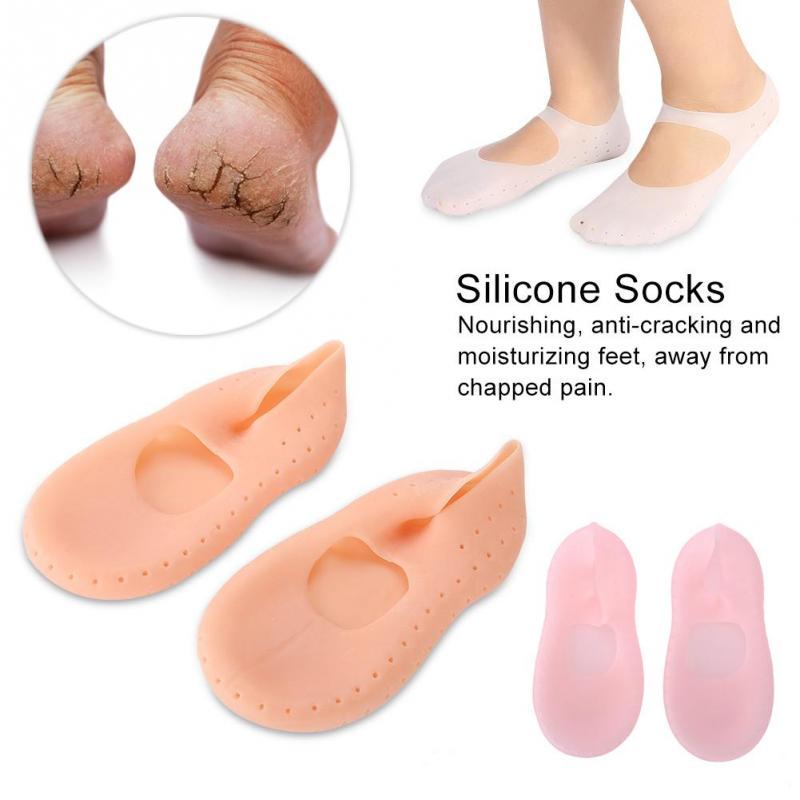 1 Pair Silicone Socks Foot Anti-cracking Protector Foot Care Tool Prevention Socks
