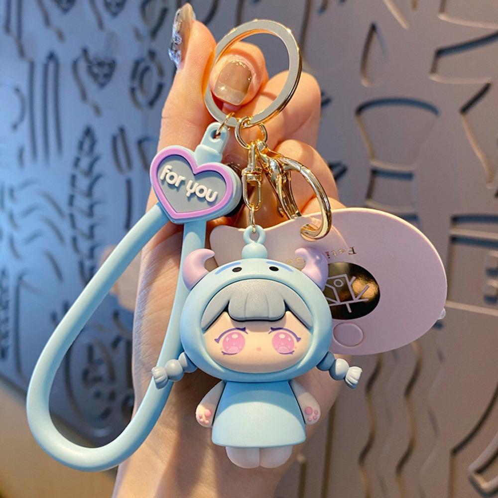 Fashion Bag Pendant Cartoon Car Key Ring Hanging Ornaments Cute Doll Key Chain  School Bag Pendant