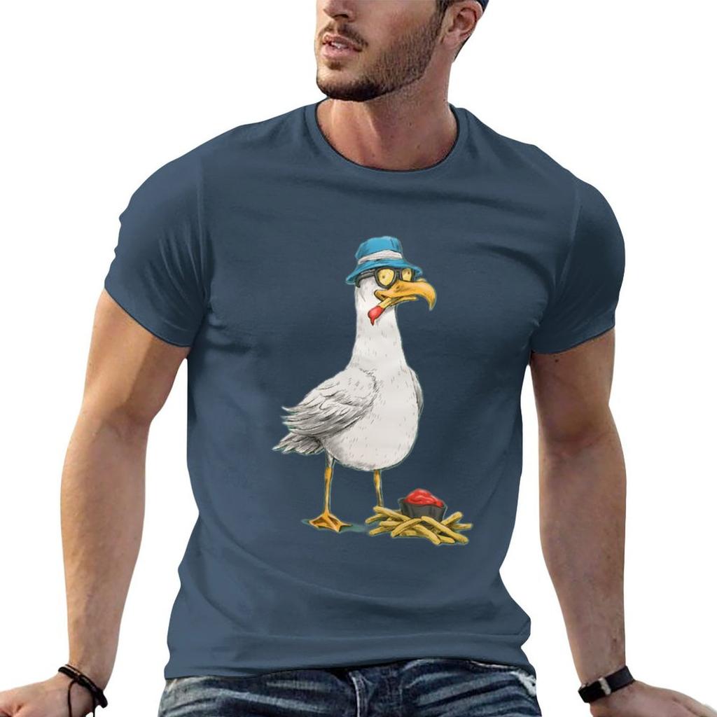 Seagull With Fries Classic Tshirt Trendy Pattern Tshirt For Men
