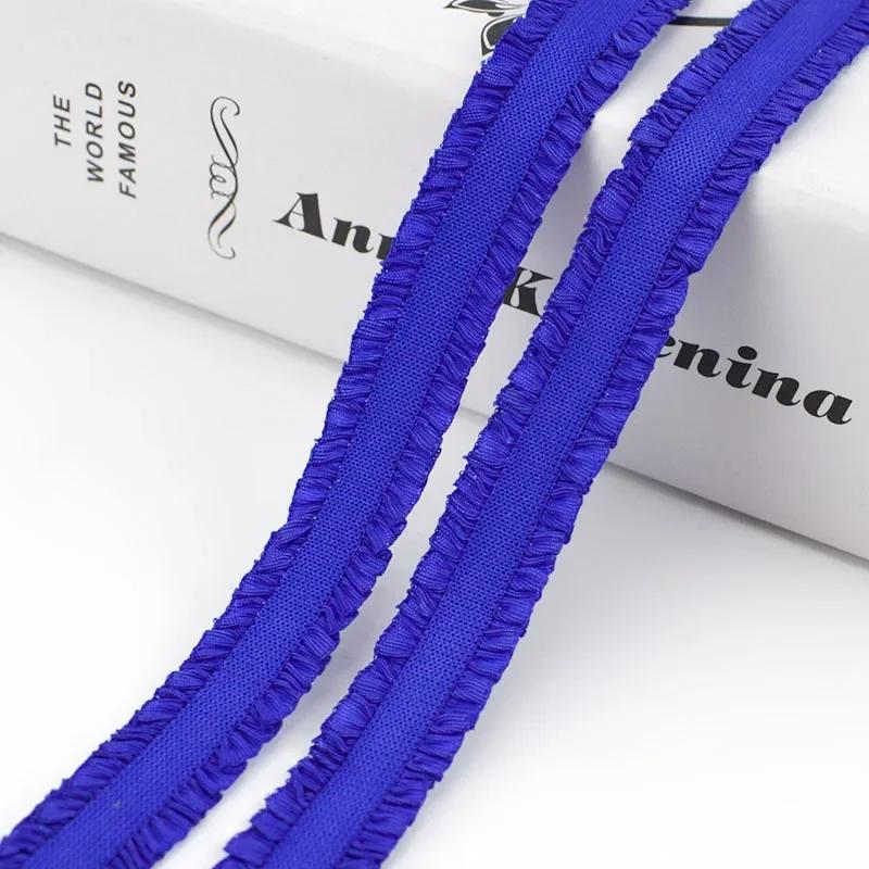 5/10 ярдов Meetee 12 мм эластичная лента с оборками, красочная плиссированная эластичная кружевная отделка, лента для головного убора, DIY швейные аксессуары для одежды