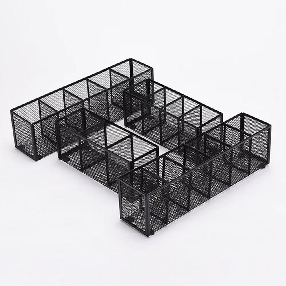 Modern Mesh Desk Organizer 3/4/5/6 Grids Pen Storage Box Multifunctional Pencil Holder Office Use