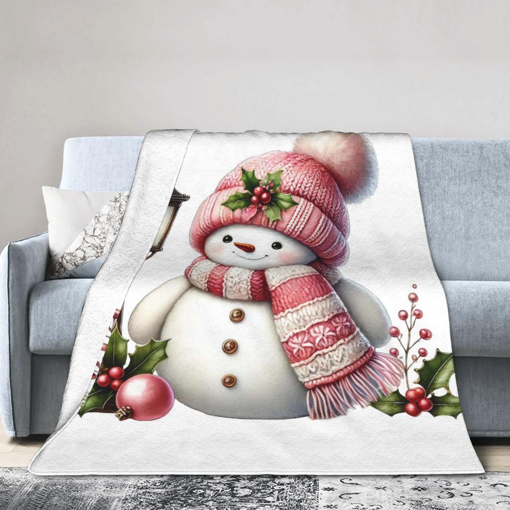 Christmas Snowman Plush Blanket Children Flannel Throw Blanket For Home Decor Warm Custom Quality Bedspread Gift
