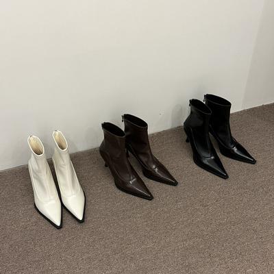 Осенняя и зимняя обувь больших размеров, удобные женские сапоги на шпильках и высоком каблуке с острым носком, на молнии, короткие женские сапоги-трубы