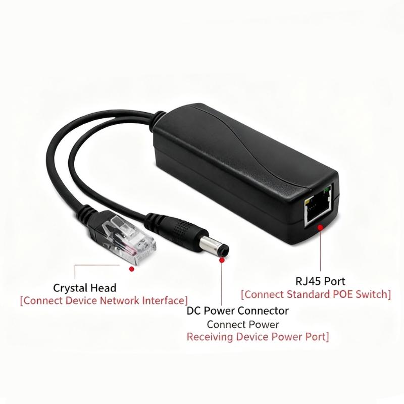 Пластиковый POE-сплиттер Преобразует 48 В в 12 В Стандарт IEEE802.3af/at для систем видеонаблюдения Простая установка