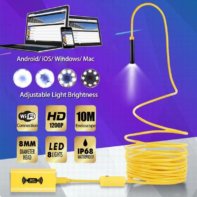 Wi-Fi эндоскопическая камера HD 1200P водонепроницаемый осмотр USB-эндоскоп 8LED бороскоп для Android IOS