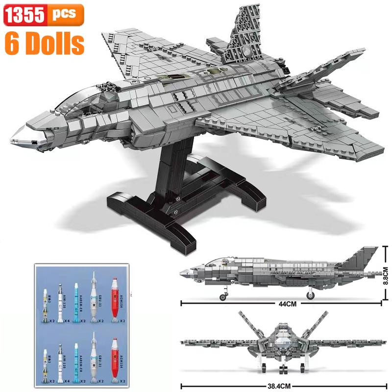 WW2 Airplane Military A10 Fighter Model Building Blocks J-20 Soldier Weapons Air Missile F18 Aircraft Bricks Set Toy For Kid