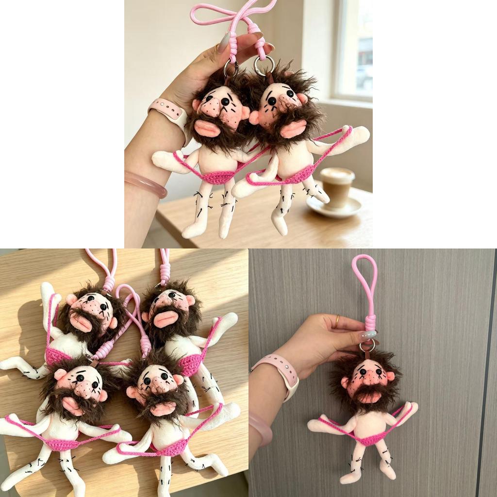 Plush Toy Keychain With Pink Beard Uncle For Kids And Teens