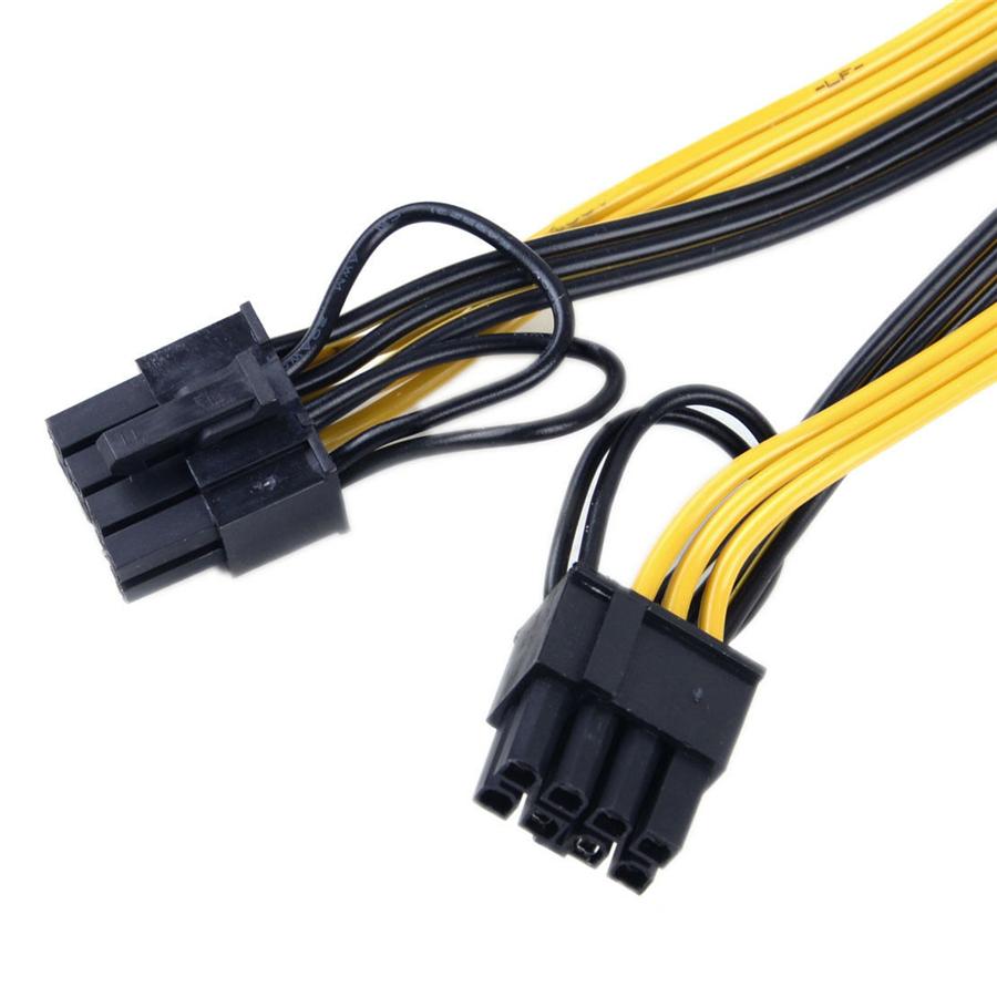 10Pcs 6 Pin Male To Dual 8 Pin (6+2Pin) Male PCIE PCI-E Cable 18AWG 50cm 20 Inch