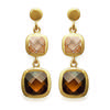 [F6449] - Gold Plated 'Linda' Earrings Golden Brown - 27x9 Mm