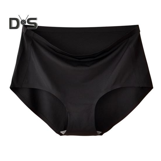 Women Ice Silk Panties Hip Lifting Tummy Control Cotton Crotch High Waist Briefs Seamless Breathable Solid Color Underwear