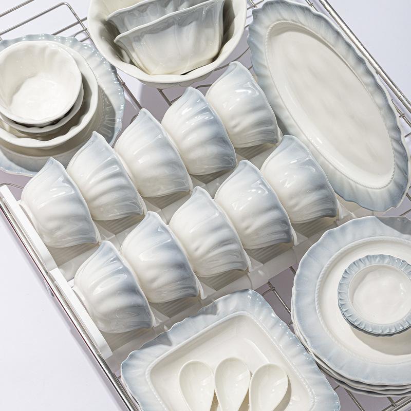 Набор блюд Янью Цзяннань Подглазурная роспись Керамическая миска Подарок на новоселье Передовая керамическая посуда Постепенное изменение