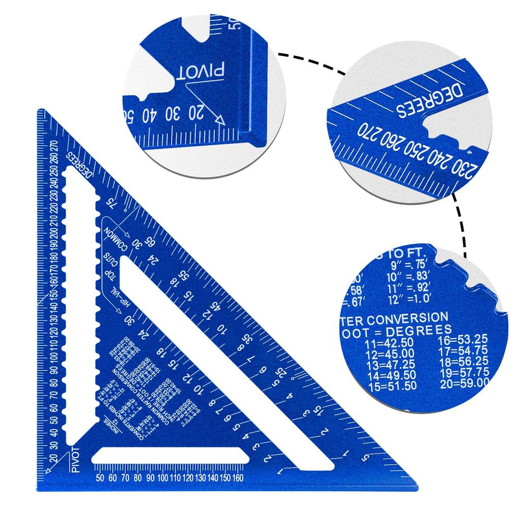 Beslands Треугольная Деревообрабатывающая Циркулярная Пила Алюминиевая Разметка 45 Градусов Плотницкая Геодезическая Угловая Линейка, Линейка, 3030см, Двусторонняя Градуировка,