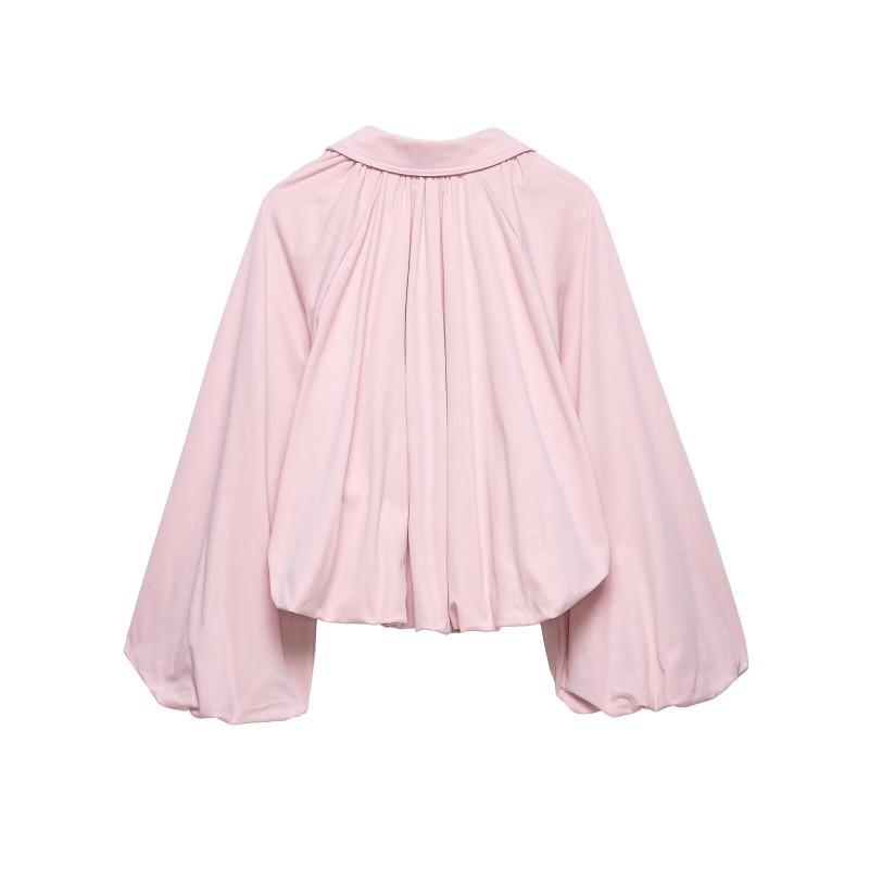 Womens 2026 Oversized Balloon Sleeve Pilot Jacket Streetwear Casual Outerwear Pink M-L