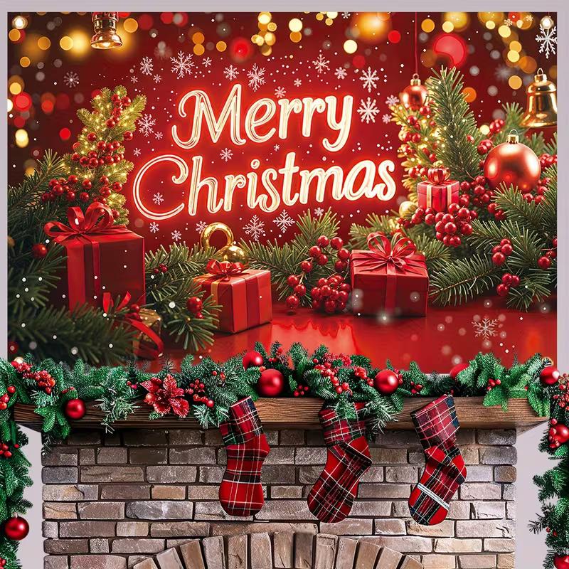 2D Red Christmas Background for Home, Outdoor and Festival Decoration