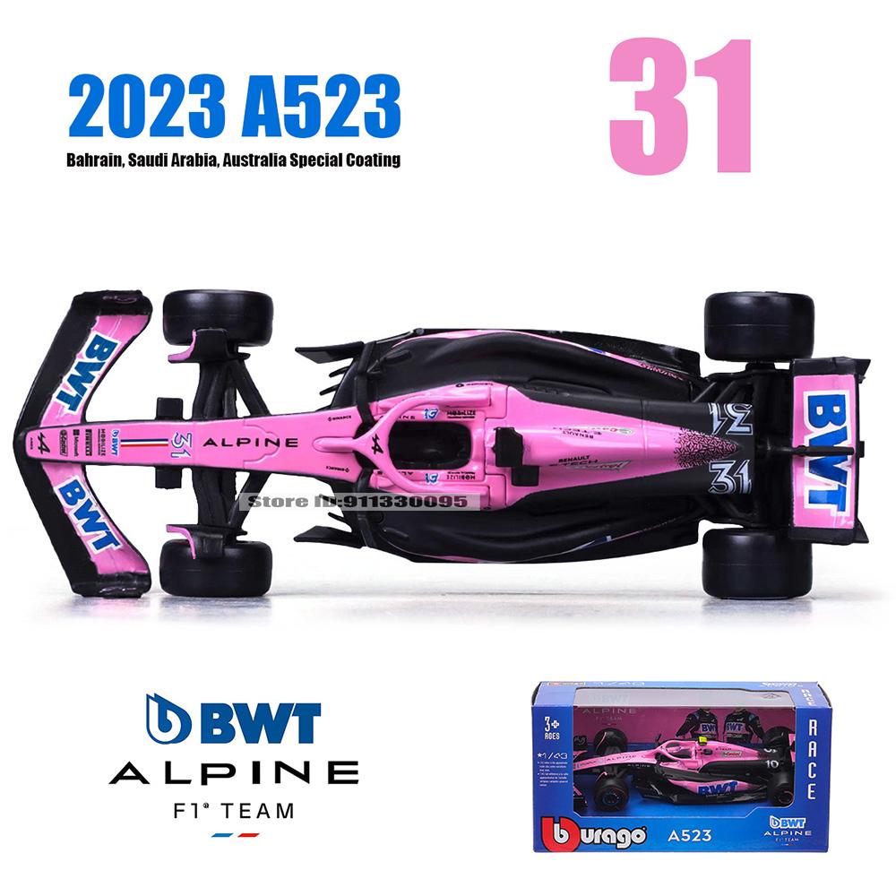Ббураго 1:43 НОВЫЙ 2023 Команда Alpine F1 A523 №10 Пьер Гасли №31 Эстебан Окон Формула-1 Сплав Супер Игрушка Литая модель автомобиля