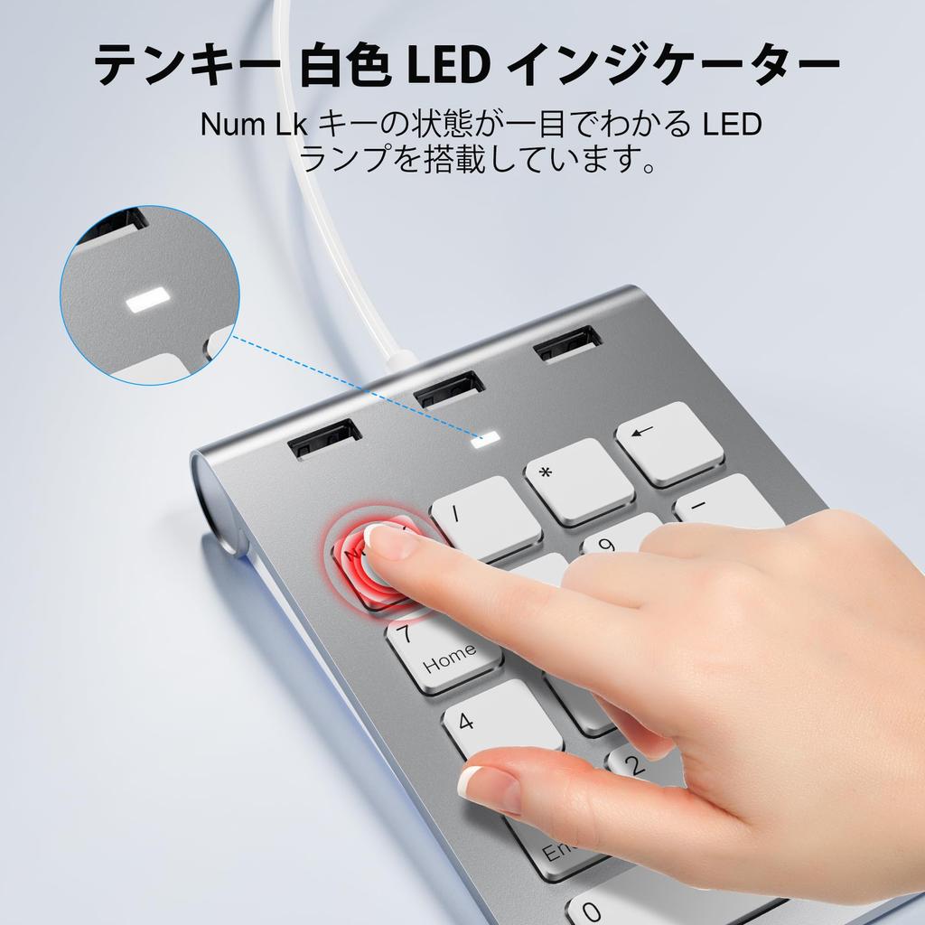 Цифровая клавиатура Проводная тонкая 18-клавишная цифровая клавиатура Mac Цифровая клавиатура Pantograph A Мини-клавиатурный концентратор с 3 портами USB Цифровая клавиатура Mac