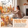 Easy Apply Glass Clings Halloween Window Clings, Pumpkins Skeletons Ghosts And Bats Print Decorative Decals, Electrostatic PVC Static