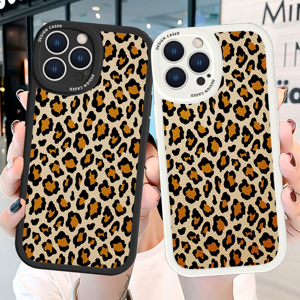 Slim Fashion Popular Tide Leopard Grain Leather Back Casing PU Leather Cover Phone Case for Huawei Honor Infinix iPhone Vivo