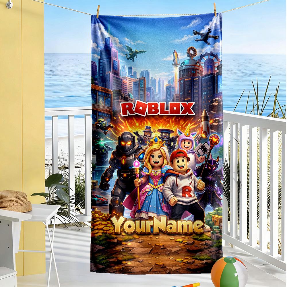 Roblox Customize Text Beach Towel High Absorbency & Quick-Dry Portable for SwimmingBeachCamping Travel Beach AccessoriesGym