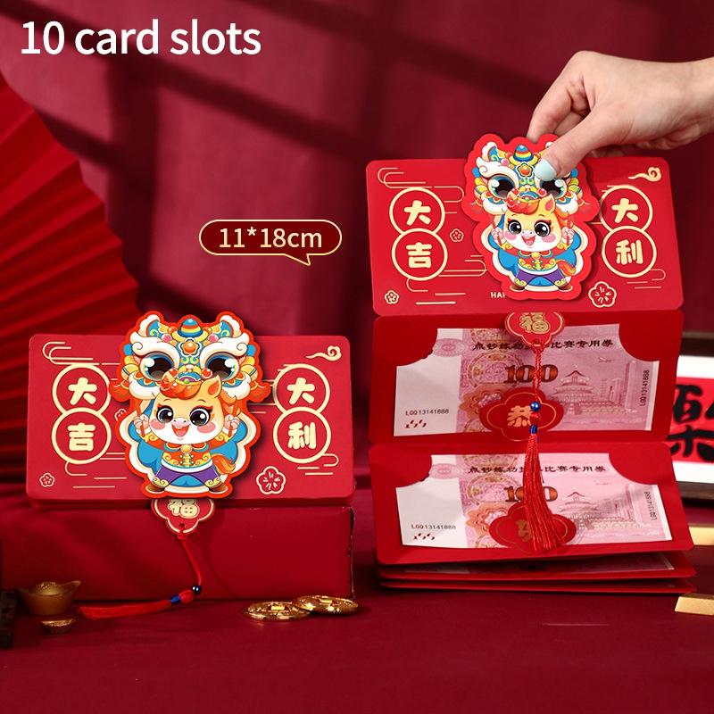 3D Chinese Traditional Red Envelopes Chinese New Year 2025 Money Packet Chinese Spring Festival Money Bag Hongbao for Kids
