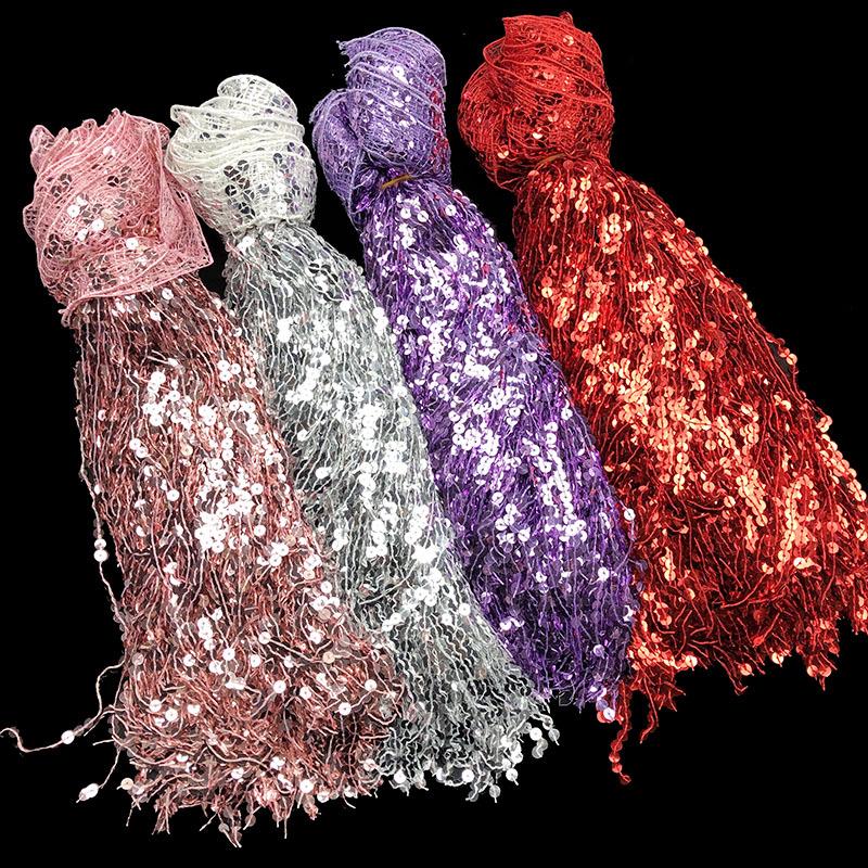 Отделка сценического костюма кружевом с пайетками и кисточками 40 см, 5,9 метра