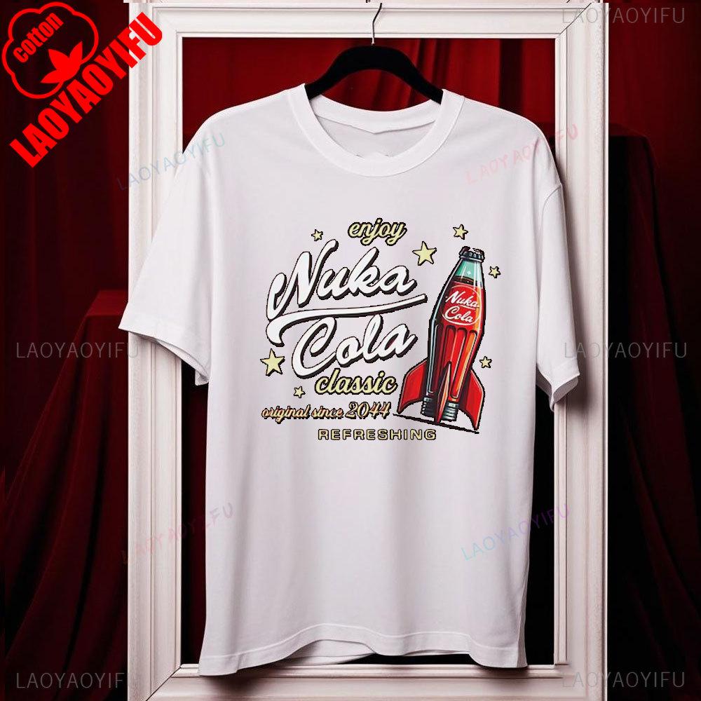 Футболка унисекс из мягкого хлопка Nuka Cola Fallout, смешные футболки, винтажная красная футболка 2044, топы, подарок для фаната, мужская одежда харадзюку