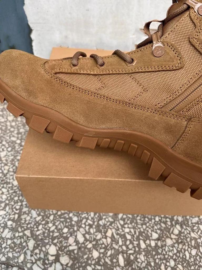 Мужские коричневые зимние тактические военные ботинки — дышащие, водонепроницаемые, устойчивые к проколам, с боковой молнией.